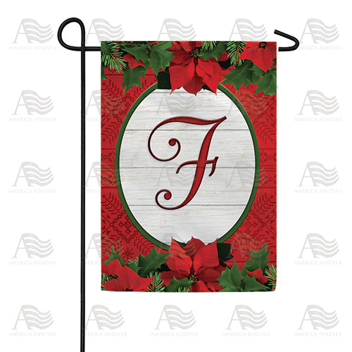 Red Poinsettia Monogram Double Sided Garden Flag