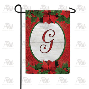 Red Poinsettia Monogram Double Sided Garden Flag