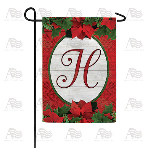 Red Poinsettia Monogram Double Sided Garden Flag