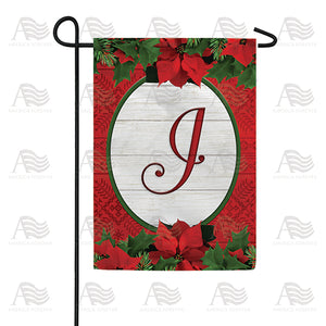 Red Poinsettia Monogram Double Sided Garden Flag