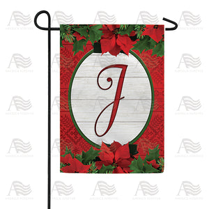 Red Poinsettia Monogram Double Sided Garden Flag