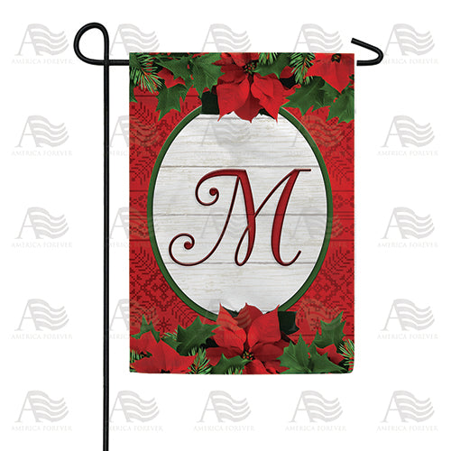 Red Poinsettia Monogram Double Sided Garden Flag