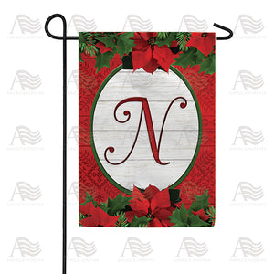Red Poinsettia Monogram Double Sided Garden Flag
