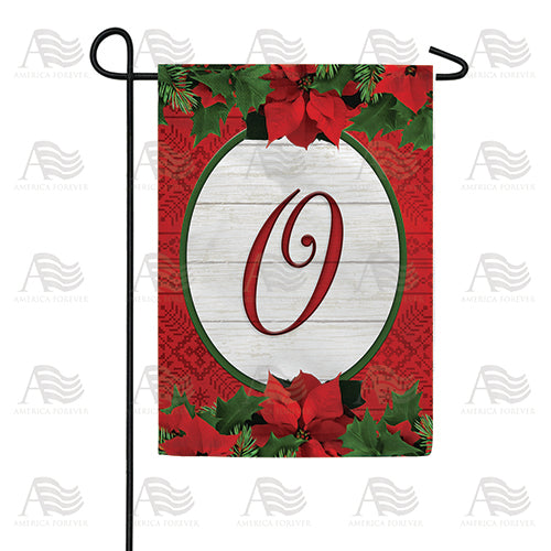 Red Poinsettia Monogram Double Sided Garden Flag