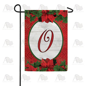 Red Poinsettia Monogram Double Sided Garden Flag