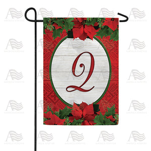 Red Poinsettia Monogram Double Sided Garden Flag