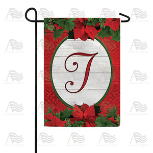 Red Poinsettia Monogram Double Sided Garden Flag