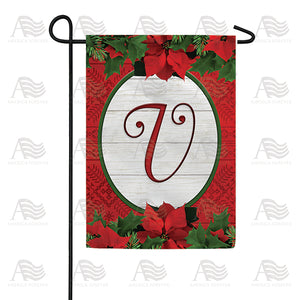 Red Poinsettia Monogram Double Sided Garden Flag