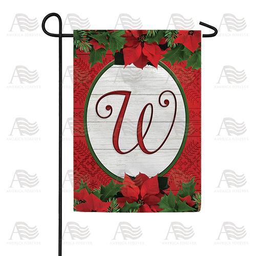 Red Poinsettia Monogram Double Sided Garden Flag