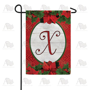 Red Poinsettia Monogram Double Sided Garden Flag