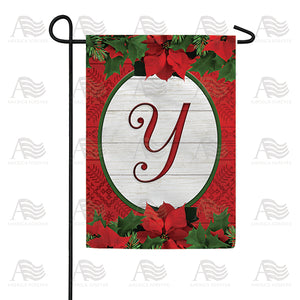 Red Poinsettia Monogram Double Sided Garden Flag