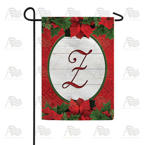 Red Poinsettia Monogram Double Sided Garden Flag