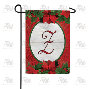 Red Poinsettia Monogram Double Sided Garden Flag