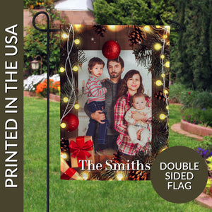 Personalized Wood Panel Lights Garden Flag