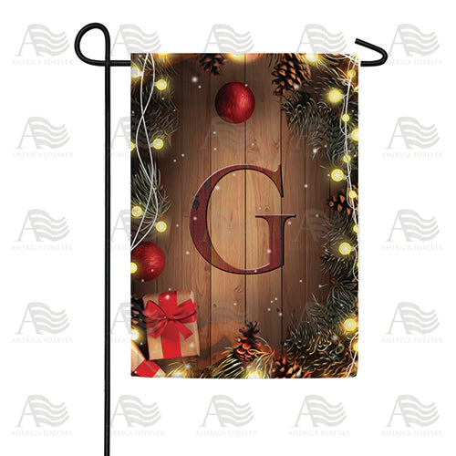 Wood Panel Lights Monogram Double Sided Garden Flag