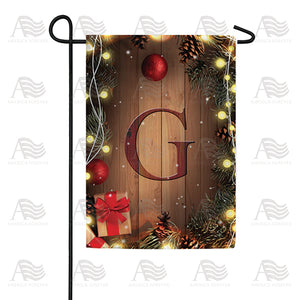 Wood Panel Lights Monogram Double Sided Garden Flag