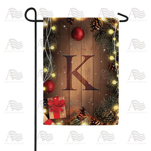 Wood Panel Lights Monogram Double Sided Garden Flag
