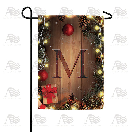 Wood Panel Lights Monogram Double Sided Garden Flag