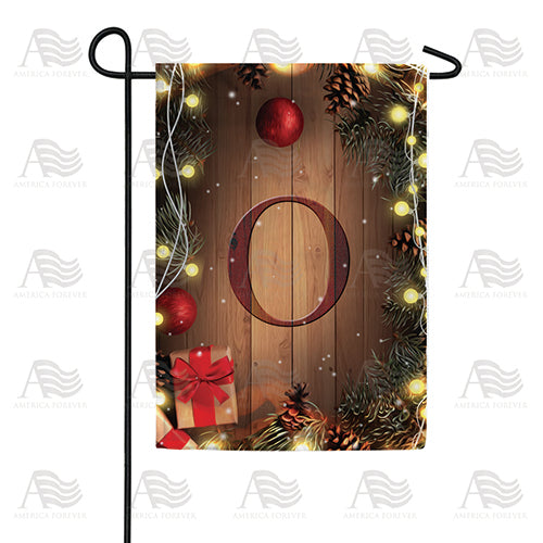 Wood Panel Lights Monogram Double Sided Garden Flag