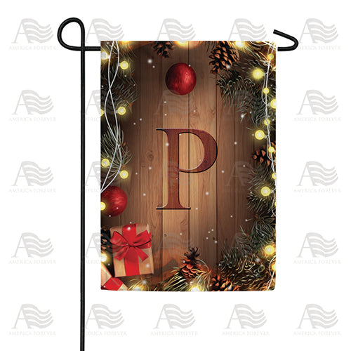 Wood Panel Lights Monogram Double Sided Garden Flag