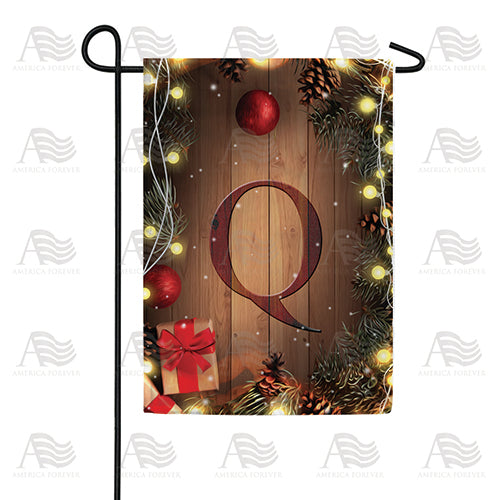 Wood Panel Lights Monogram Double Sided Garden Flag