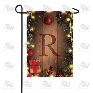 Wood Panel Lights Monogram Double Sided Garden Flag