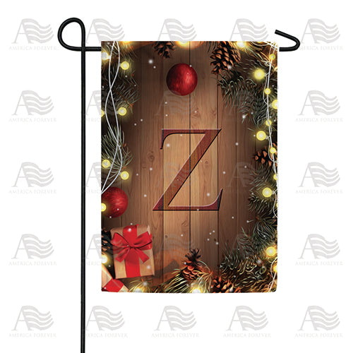 Wood Panel Lights Monogram Double Sided Garden Flag