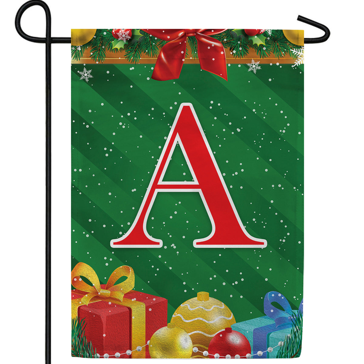 Merry Christmas Monogram Double Sided Garden Flag