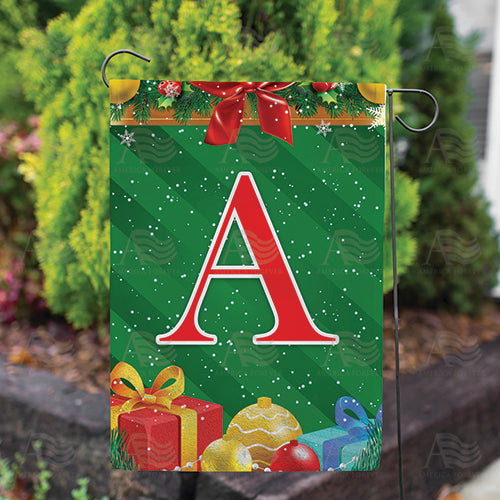 Merry Christmas Monogram Double Sided Garden Flag