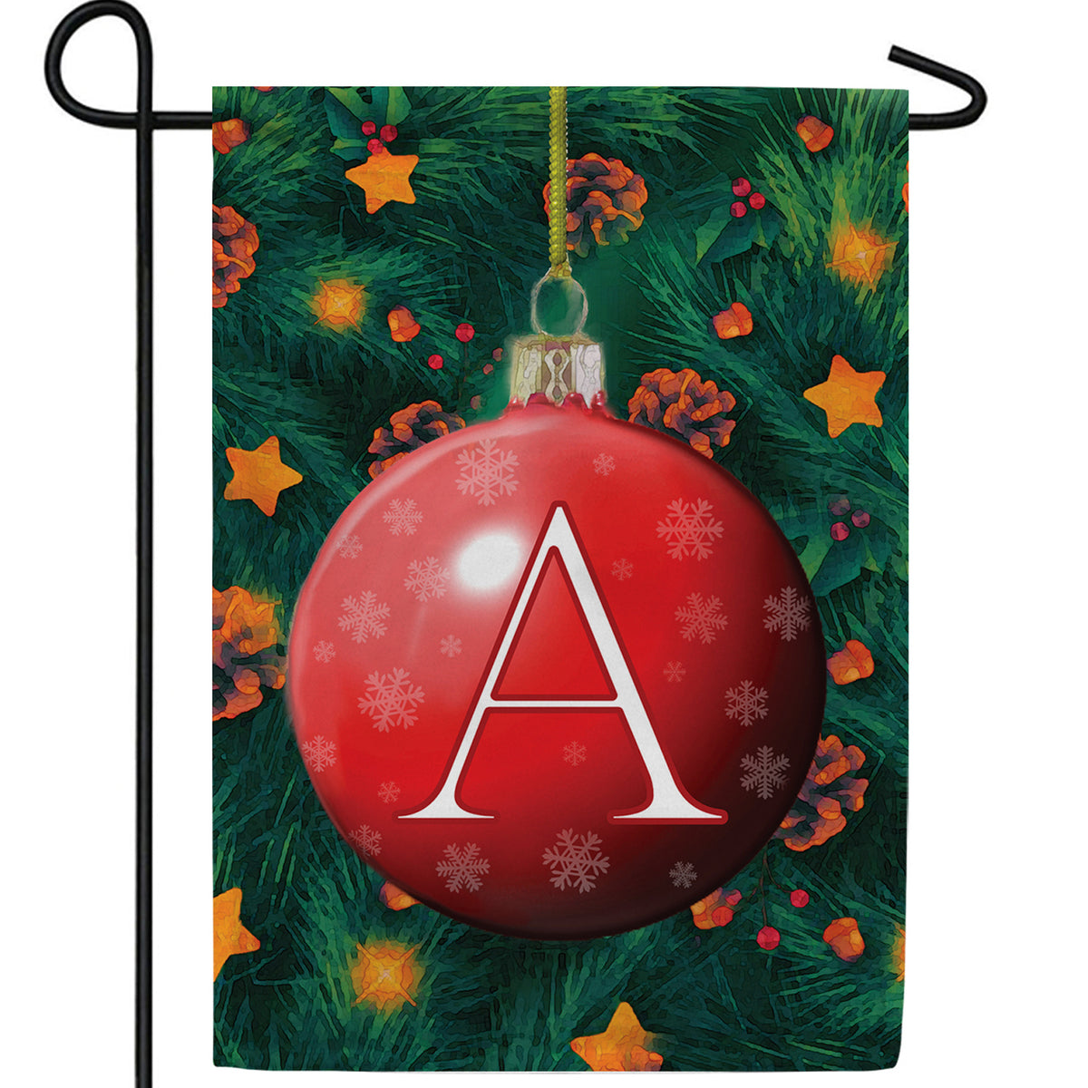 Christmas Ball Monogram Double Sided Garden Flag