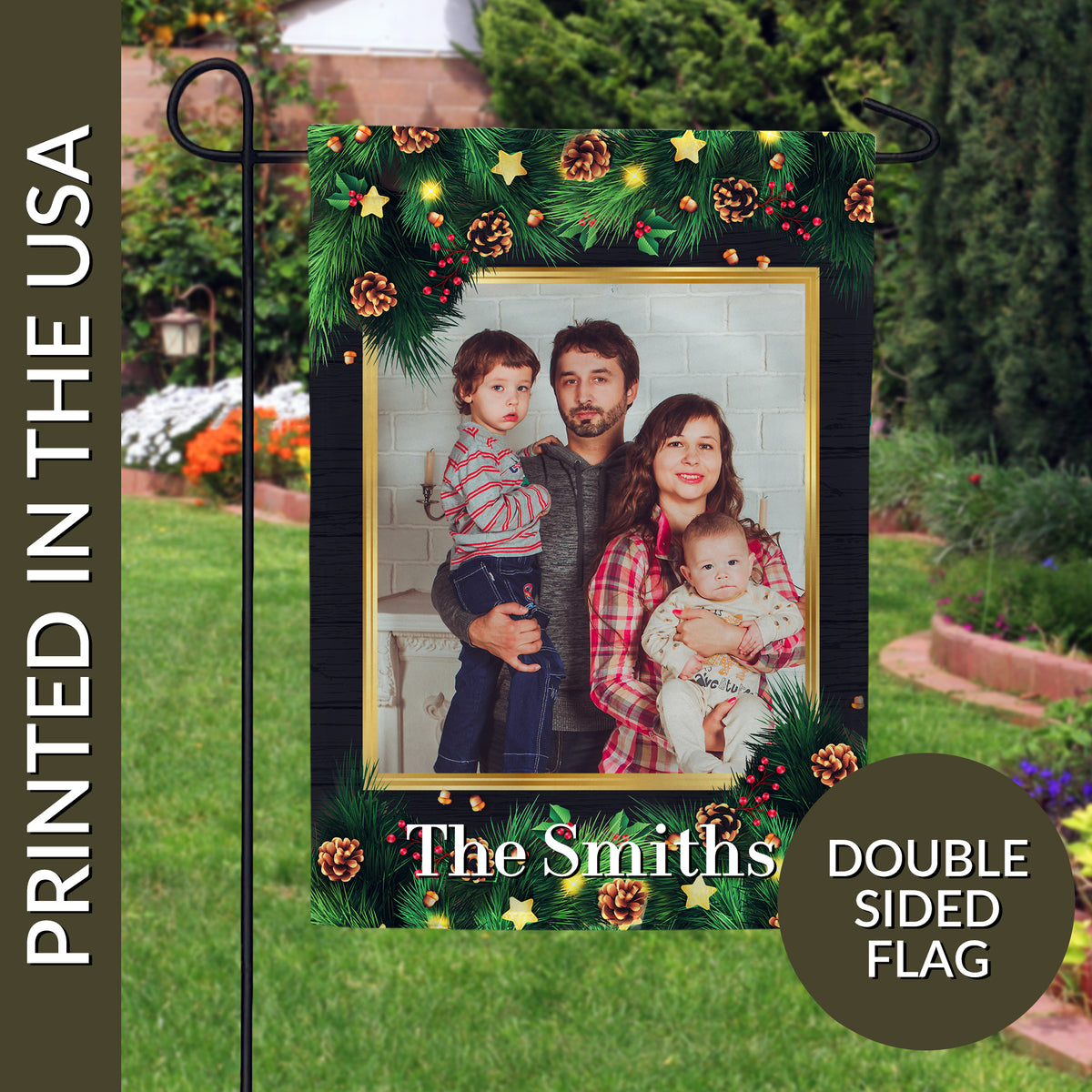 Personalized Pine Cones And Stars Garden Flag