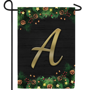 Pine Cones And Stars Monogram Double Sided Garden Flag