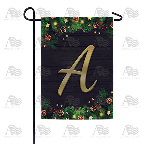 Pine Cones And Stars Monogram Double Sided Garden Flag