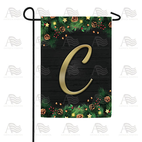 Pine Cones And Stars Monogram Double Sided Garden Flag