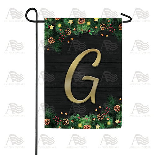 Pine Cones And Stars Monogram Double Sided Garden Flag