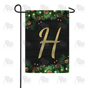 Pine Cones And Stars Monogram Double Sided Garden Flag