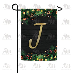 Pine Cones And Stars Monogram Double Sided Garden Flag