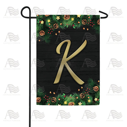 Pine Cones And Stars Monogram Double Sided Garden Flag