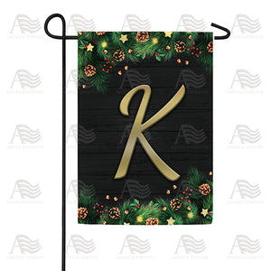 Pine Cones And Stars Monogram Double Sided Garden Flag