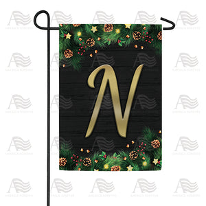 Pine Cones And Stars Monogram Double Sided Garden Flag