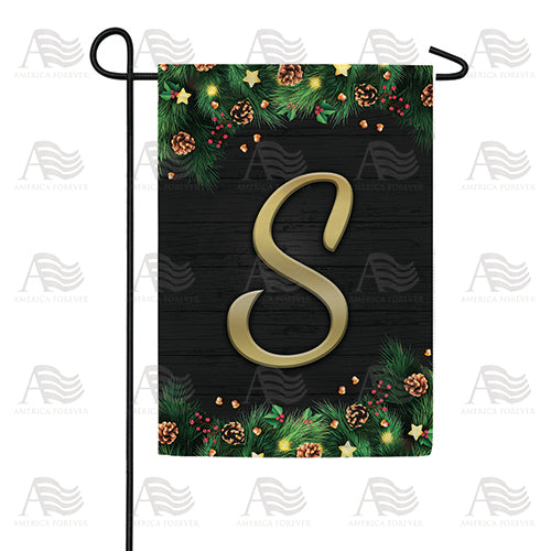 Pine Cones And Stars Monogram Double Sided Garden Flag