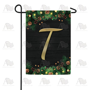 Pine Cones And Stars Monogram Double Sided Garden Flag