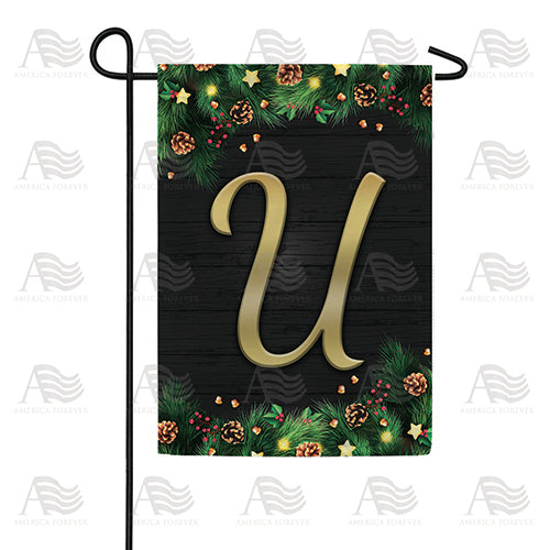 Pine Cones And Stars Monogram Double Sided Garden Flag