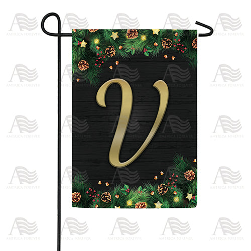 Pine Cones And Stars Monogram Double Sided Garden Flag
