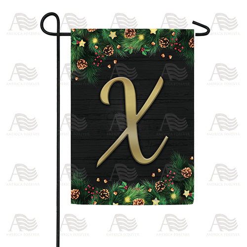 Pine Cones And Stars Monogram Double Sided Garden Flag