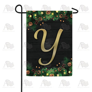 Pine Cones And Stars Monogram Double Sided Garden Flag