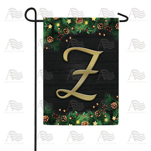 Pine Cones And Stars Monogram Double Sided Garden Flag