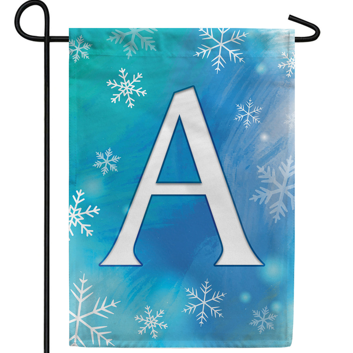 Snowflakes Monogram Double Sided Garden Flag
