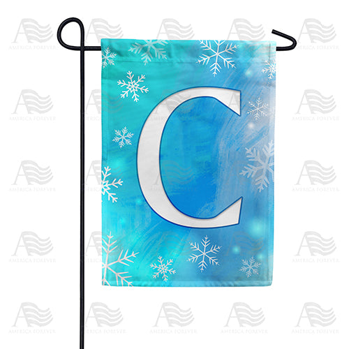 Snowflakes Monogram Double Sided Garden Flag
