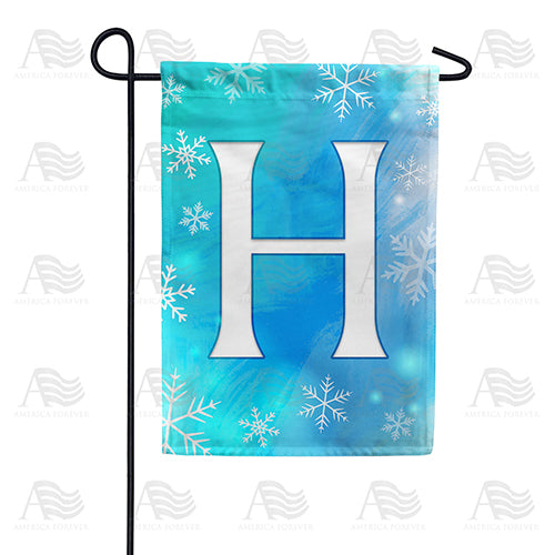 Snowflakes Monogram Double Sided Garden Flag